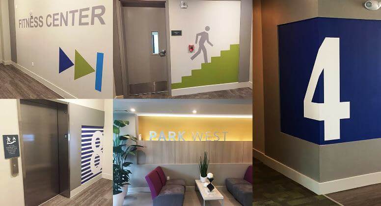 Interior signage for multi-unit housing